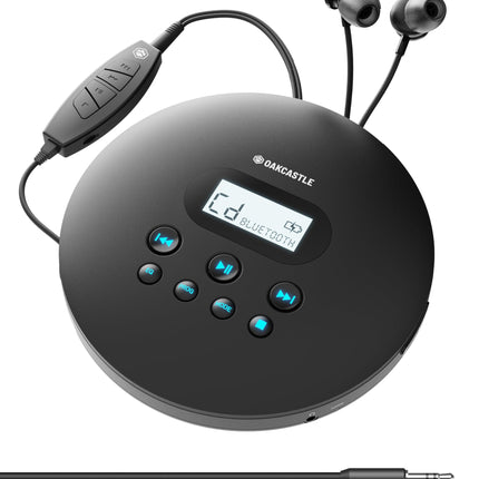 Kaasaskantav CD-mängija Bluetooth 5.3 USB-C ja 12-tunnise akuga | Kaasaskantav CD-mängija autosse ja lastele | Discman CD-mängija löögikindla kattega | MP3-CD tugi ja kõrvaklapid | Oakcastle CD100