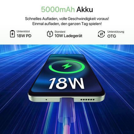 UMIDIGI G9T mobiiltelefon, Android 14 nutitelefon ilma lepinguta, 6,75 tolli 90Hz, 8 GB RAM 128 GB ROM 1 TB, 5000mAh, 13MP 8MP, kahe SIM-kaardiga 4G lukustamata mobiiltelefonid, sõrmejäljelugeja ja näotuvastus, GPS, 2,4G 5G WiFi must