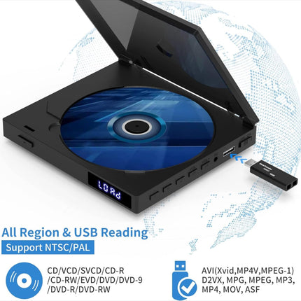 Mini DVD-mängija sisseehitatud HiFi-kõlariga, HDMI, mälu taasesituse funktsioon, kompaktne, kõik piirkonnad vabad, USB-taasesitus, HDMI- ja RCA-kaabel