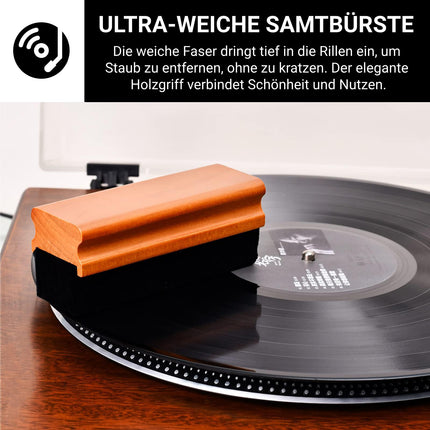 4-in-1 Vinyl Record Cleaning Kit – Record Cleaning Kit including a soft, scratch-resistant velvet brush, stylus brush, and cleaning solution – Professional Vinyl Cleaner