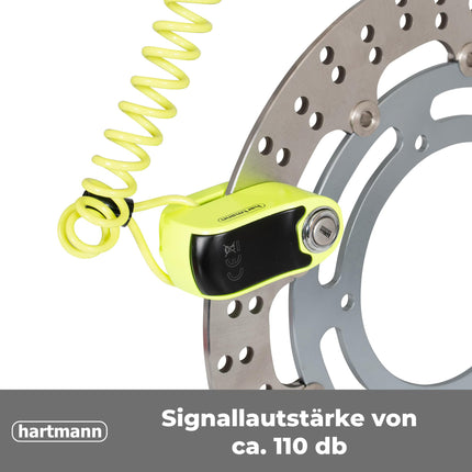 Hartmann Alarm Brake Disc Lock 5.5 mm – Bicycle Lock With Alarm System, Scooter Lock, Motorcycle Lock, Motorcycle Accessories, Security Lock, Lock With Key, Security Lock For Scooters