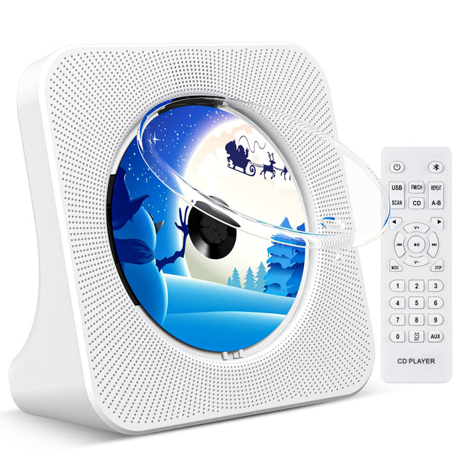 KOVCDVI CD-mängija kõlariga, CD-mängija Bluetooth 5.0, puldiga, tolmukattega, ekraaniga, FM-raadio, taimeriga, USB-taasesitus, AUX-taasesitus, kõrvaklappide pesa