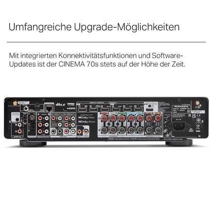 Marantz Cinema 70s 7.2-kanaliga AV-ressiiver, HiFi võimendi, Alexa-ühilduv, 6 HDMI sisendit ja 1 väljund, 8K video, Bluetooth, Wi-Fi, muusika voogedastus, Dolby Atmos, AirPlay 2, HEOS Multiroom, must