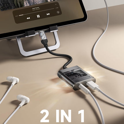 JSAUX USB C - 3,5 mm kõrvaklappide ja laadija adapter, 2-ühes C-tüüpi ja Aux-audiopesa adapter koos PD 60W kõrglahutusega 16-bitise/48 kHz heliadapteriga kõrvaklappidele, mis ühilduvad Galaxy S24/23 Ultra, Pixel 8, iPad Pro Airiga