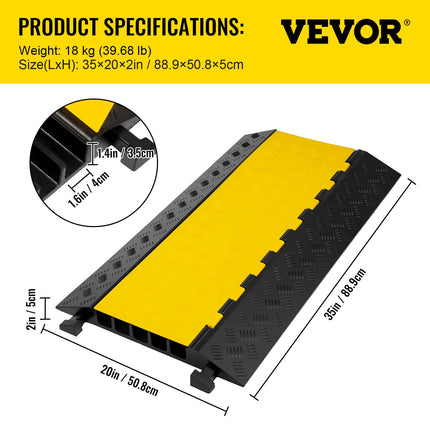 Happybuy 5-channel cable run-over protection made of commercially available thermoplastic rubber with modular design, high safety for a wide range of applications