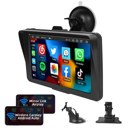 Podofo 7 inch Wireless Apple Carplay Android Auto Portable Car Radio Touchscreen Car Stereo Radio with Bluetooth, FM Transmission, Apple Airplay, Mirror Link