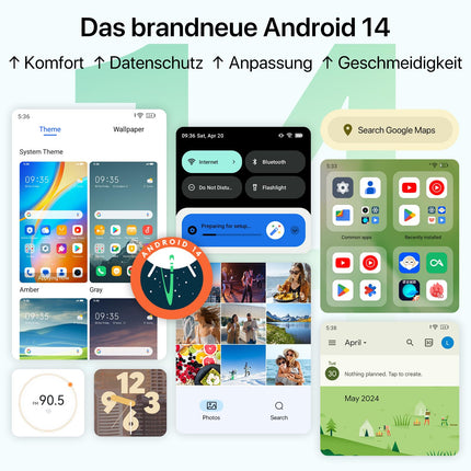 UMIDIGI G9 5G mobiiltelefon, Android 14 nutitelefon ilma lepinguta, 90Hz kaheksatuumaline, 12GB + 128GB nutitelefon, 6,75" HD+ ekraan, 50MP, näo- ja sõrmejäljetuvastusega avamine, 5000mAh, GPS, kahe SIM-kaardiga 5G nutitelefon