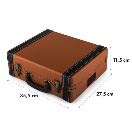 auna Jerry Lee Retro Record Player - Record player with stereo speakers, vinyl player with USB, belt drive in 3 stages, 33, 45, 78 rpm, 3 record sizes, without Bluetooth, brown