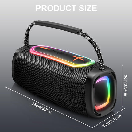 Matast Portable Bluetooth Speaker with Handle, Powerful Bass, BT5.3, IP6 Waterproof Wireless Stereo Pairing Speaker with RGB Multi-Color Rhythm Lights for Home/Outdoor/Party