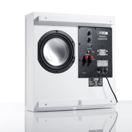 Canton ASF 75 SC aktiivsubwoofer (60/120 vatti) valge (tükk) &amp; Amazon Basics PBH-20214 - RCA audiokaabel, 1 x RCA isas - 2 x RCA isas, 2,4 m