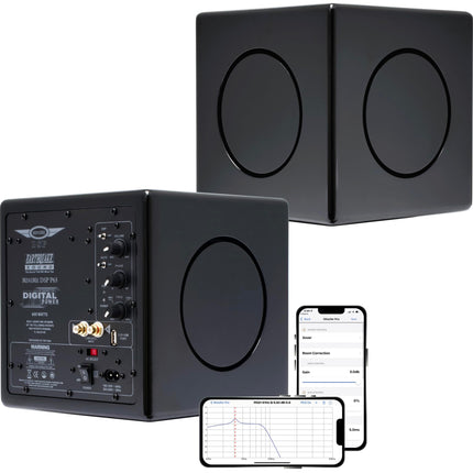 Earthquake Sound MiniMe-DSP-P63 6,5-tolline mikrovõimsusega subwoofer kahe 6,5-tollise SLAPS passiivradiaatori tehnoloogia ja DSP-juhtimisega, klavermust