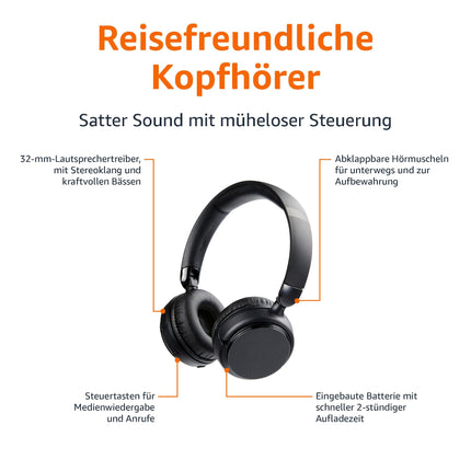 Amazon Basics juhtmevabad Bluetooth-kõrvaklapid, 35 tundi mänguaega, üks suurus, mustad
