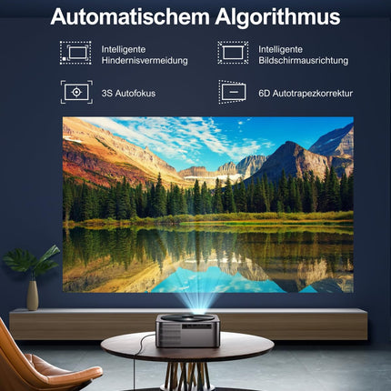 Ultimea projektor Full HD 1080P natiivne autofookuse ja 6D keystone-korrektsiooniga, projektor 4K kodukino toetab 700 ANSI 21 000 luumenit, 5G WiFi projektor Bluetooth, välistingimustes kasutatav projektor iOS/Android/TV Stick jaoks