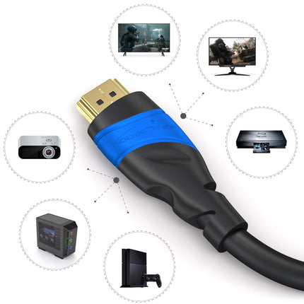 KabelDirekt – 8K ja 4K HDMI-kaabel – 5x 0,25m – Saksamaal disainitud – igale HDMI-kaabliühendusele (10K, 8K@60Hz ja 4K@120Hz, kiire HDMI 2.1 Ethernetiga, Blu-ray, PS5, Xbox Series, Switch)