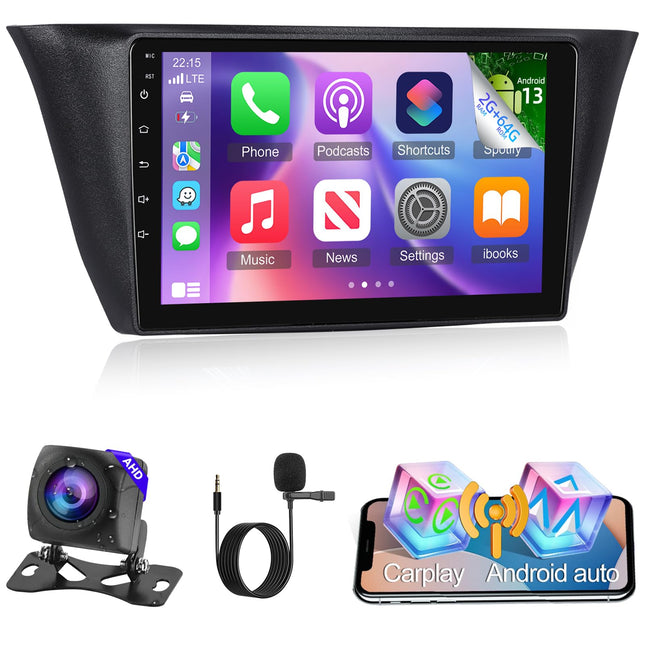 2G+64G Android autoraadio IVECO Daily 2014-2021 mudelile, juhtmevaba Carplay ja Android Auto, 9-tollise puutetundliku ekraaniga raadio WiFi/GPS/Bluetooth/EQ/FM RDS raadioga, tahavaatekaameraga ja mikrofoniga