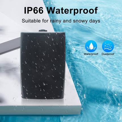 Herdio 6.5-inch Bluetooth Outdoor Speakers Waterproof with Powerful Bass Wall-Mounted Speakers All-Weather Durability for Indoor Outdoor Home Deck Porch (Pair, Black)