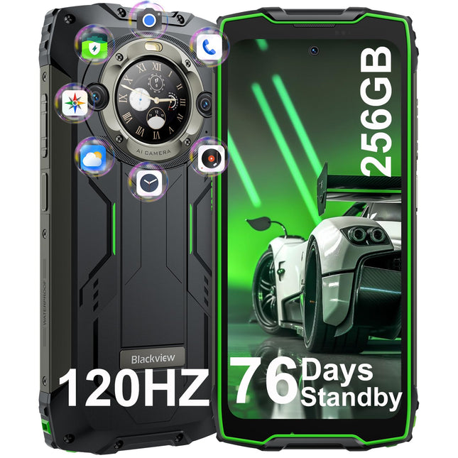 Blackview BV9300 Pro välistingimustes kasutatav mobiiltelefon 16GB+256GB 120Hz 6.7" FHD+1.32" tagumine ekraan 15080mAh(33W) välistingimustes kasutatav nutitelefon ilma lepinguta Android 13, 64MP+32MP, sõrmejäljelugeja, IP68 veekindel, GPS, IP69K, NFC