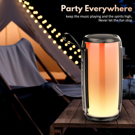 Tisco Portable Bluetooth Speaker with LED Light - Waterproof Music Box Bluetooth 5.3, Loud HD Stereo Sound, Powerful Bass, TF Card/USB/AUX Support, Suitable for Outdoor/Party/Travel