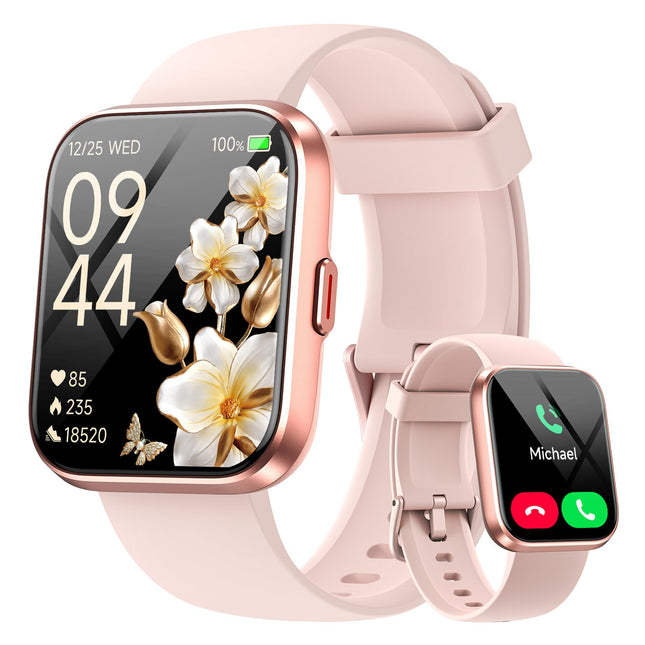 Fitpolo Smartwatch Women with Phone Function/Alexa, 1.8" Smart Watch for iPhone Android Samaung, Fitness Tracker Heart Rate/Sleep Monitor/IP68 Waterproof, Fitness Watch Women Sports Watch Pedometer