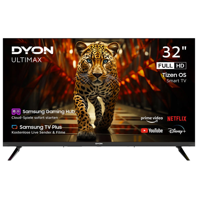 DYON ULTIMAX 32F-TI - Full HD 32-inch (80 cm) TV (1080p, Smart TV, Tizen OS, Triple Tuner (DVB-C/-S2/-T2), Samsung Smart &amp; Gaming Hub, Prime Video, Netflix, Disney+) [2025]