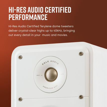 Polk Audio Signature Elite ES50 kõrgresolutsiooniga HiFi põrandakõlar kodukinole, Hi-Res sertifitseeritud, Dolby Atmos ja DTS:X ühilduv (tükk), valge
