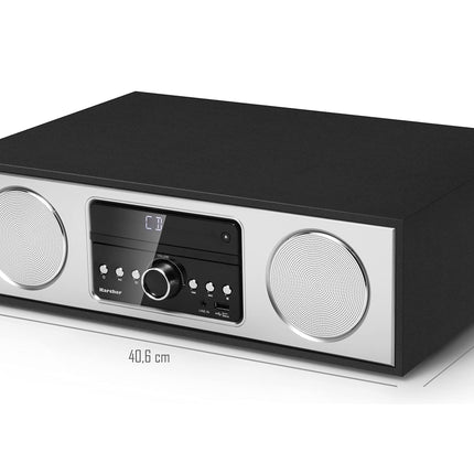 Karcher DAB 4500CD - Stereo digital radio (compact system with CD player, Bluetooth, FM/DAB+ radio, music system, USB, alarm clock, 30-watt speaker, remote control, elegant wooden case, black)