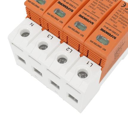 Ülepingepiirik päikesepaneelidele, SAFEMORE ülepingekaitse tüüp 1+ tüüp 2, tüüp (B+C) 4-pooluseline 275V 20kA toiteplokk arvestikapile