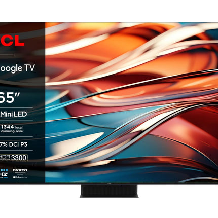 TCL 65Q10B 65-tolline QLED PRO MiniLED-teler, 4K UHD, 4K HDR Premium 3300 nitti, nutikas Google TV 144Hz Motion Clarity Pro ja Onkyo 2.1.2 Dolby Atmos heliga