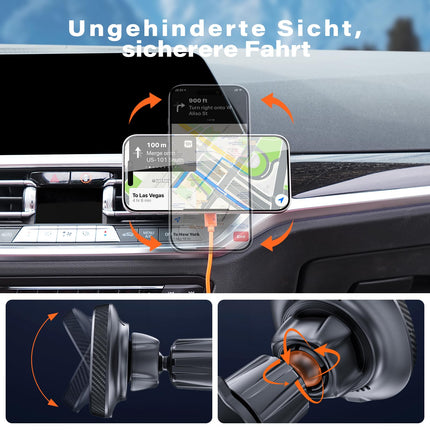 APPS2Car Qi2 15W Magsafe car phone holder with charging function, car phone holder for car ventilation, wireless car phone holder, magnet wireless charger car holder, inductive charging for iPhone, Samsung, etc.