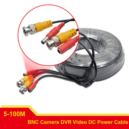 Riloer BNC video toitekaabel RCA alalisvoolu pikenduskaabel CCTV kaamera DVR turvasüsteemi komplektile (20M)