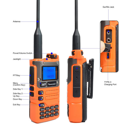 HYS Quansheng UV-K5(8) VHF UHF 5W raadiosaatja, laetav pika levialaga kahesuunaline raadiosaatja (kruvkinnitusega), 200 kanaliga VOX-funktsioon, sisseehitatud LED-tuli