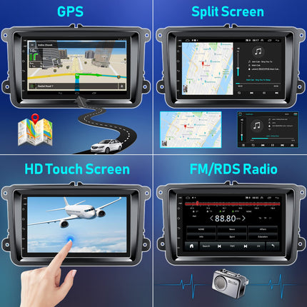 2G+64G CAMECHO Android 12 autoraadio navigatsiooniga VW Golf 5 6 Polo Skoda jaoks, 7-tolline ekraan Carplay, Android Auto Bluetooth HiFi RDS+ tahavaatekaamera