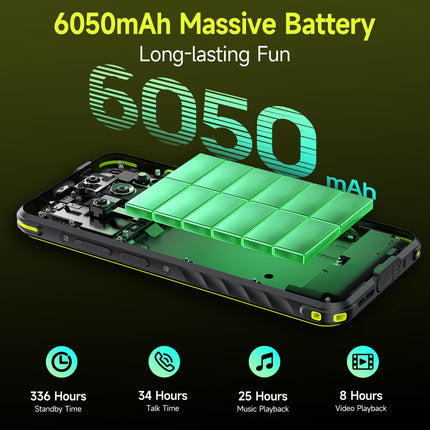 Ulefone Armor X31 Pro 5G Outdoor Handy, 16GB+256GB/2TB Android 14 Rugged Smartphone, 6050mAh, 64MP+25MP Nachtsicht, 120Hz 6,56 Zoll FHD+ Display, Dual SIM/Fingerabdruck/Okta-Kern/IP68/GPS/NFC/OTG Grün