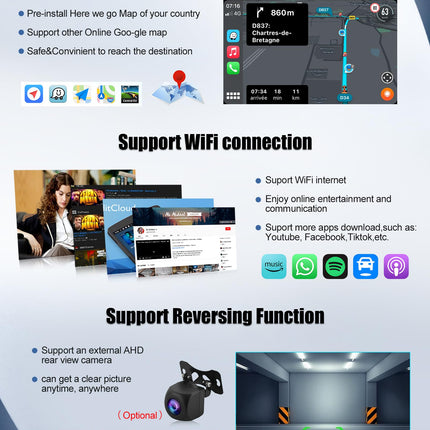 [4+64GB] SIXWIN 1 DIN Android 13 autoraadio Carplay, Android Auto Mirrorlinki, 7-tollise puuteekraan, pikendatav, manuaalne WiFi, GPS, Bluetooth, RDS/FM 32EQ, USB, TF