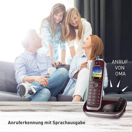 Panasonic KX-TGJ322GR peretelefon automaatvastajaga (juhtmeta telefon DUO, 2 telefoni, madal kiirgus, ärge segage) veinipunane
