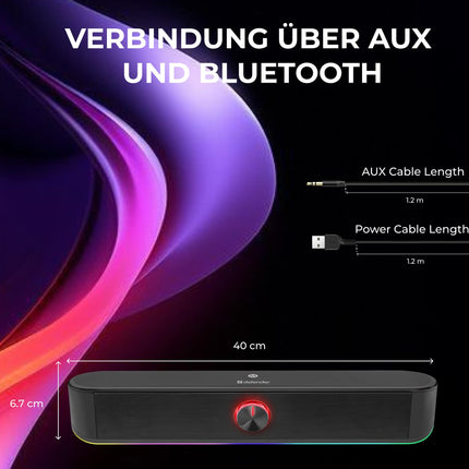 Defender® Z10 arvutikõlarid – 2.0 heliriba arvutile, sülearvutile ja monitorile – 6W stereokõlar Bluetooth 5.0, 3,5 mm AUX-pordi ja USB-toitega – puutetundliku juhtimisega mängu- ja lauaarvutikõlarid