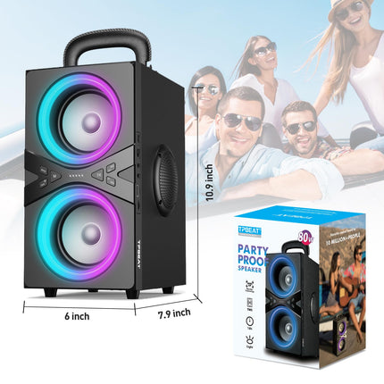 TPBEAT Bluetooth kõlar, 80W tippvõimsusega suur Bluetooth karp, bassivõimendus, peo-LED-lambiga, 100dB valju heliga TWS stereo peomuusikakarp Bluetooth suur, 18 tundi mänguaega, õues pidudeks/telkimiseks