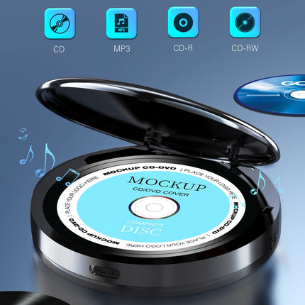 Walkman CD Player with Bluetooth - 2000mAh Rechargeable Discman CD Player with FM Transmitter, Headphones, LCD Screen, AUX, USB Portable Personal CD Player Anti-Slip Protector for Car