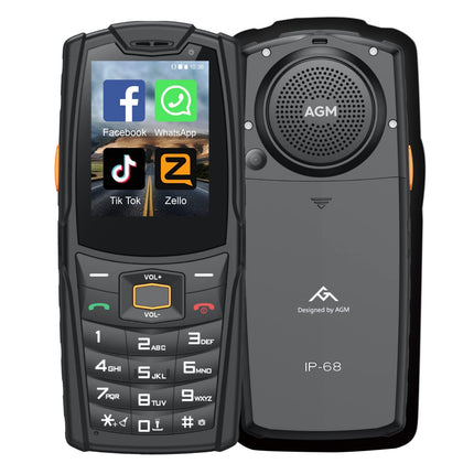 AGM M7 välistingimustes kasutatav mobiiltelefoni ilma lepinguta, 4G seenioridele mõeldud mobiiltelefon kahe SIM-kaardiga, IP68 veekindel, Facebook/Skype/TikTok 2.4" puuteekraan 1GB+8GB 2500mAh aku 80ML taskulamp nupuvajutusega mobiiltelefon