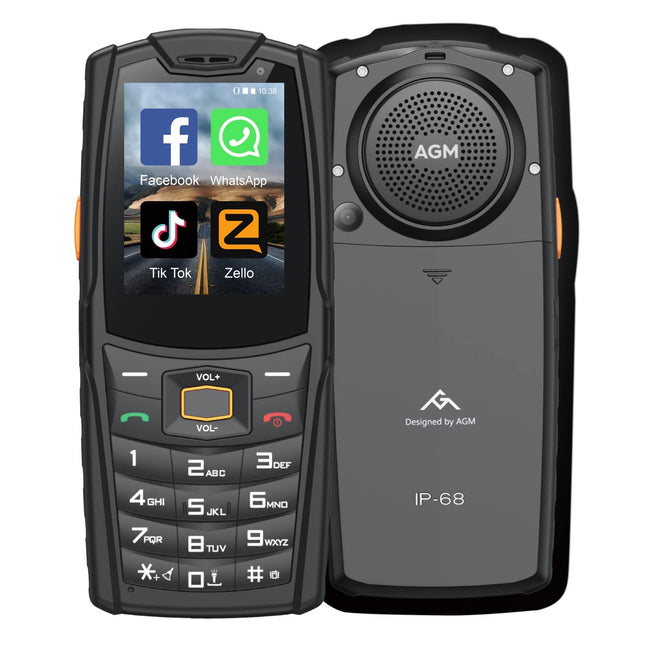 AGM M7 välistingimustes kasutatav mobiiltelefoni ilma lepinguta, 4G seenioridele mõeldud mobiiltelefon kahe SIM-kaardiga, IP68 veekindel, Facebook/Skype/TikTok 2.4" puuteekraan 1GB+8GB 2500mAh aku 80ML taskulamp nupuvajutusega mobiiltelefon