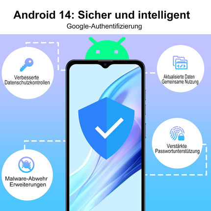XGODY mobiiltelefon ilma lepinguta Mate 70, 12GB+128GB/1TB laiendusmälu, 6,52'' HD+ ekraan, Android 14 nutitelefon, 5500mAh QC, kaheksatuumaline, 24MP+8MP kaamera, 4G kahe SIM-kaardiga, Face ID GPS OTG sinine