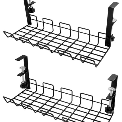 QWORK 2 pieces under-table cable management, cable duct desk, cable basket for managing, for managing cables and power strips