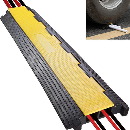 BWKJMY 2-Channel Floor Cable Cover - 1 Pack Cable Protector Ramp for Cables, Heavy Duty Driveway Tank Ramps, Non-Slip Rubber Cable Ramp, Outdoor Cable Cover (1 Pack, 100x22x5 cm)