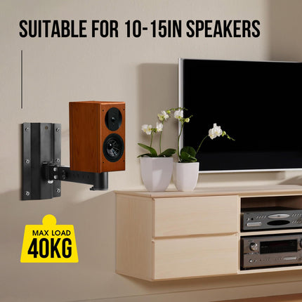 Supaway 2X Speaker Wall Mount Speakers Swivel 180° Robust Speaker Mount Tilt 60° Speaker Wall Mount Universal Speaker Wall Mount, Single Load Capacity 40 kg