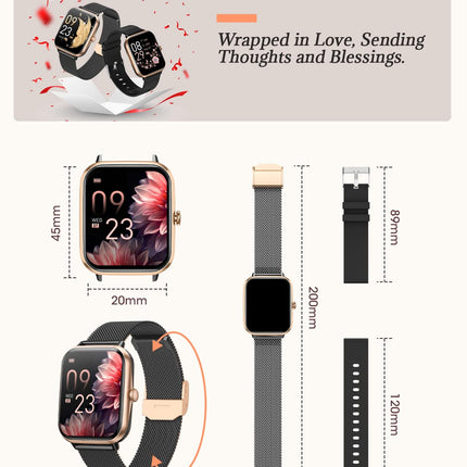 RUXINGX 2024 Smartwatch Women, 1.83" HD Wrist Watch with Phone Function Menstrual Cycle Heart Rate Sleep Monitor SpO2 IP68 Sports Watch Fitness Tracker Pedometer for iOS Android Rose Gold Black