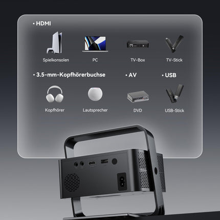 [Netflixi ametlik ja 1080P FHD] Polochshi projektor, 4K toega, 600 ANSI luumeniga, nutikas projektor automaatse trapetsikorrektsiooniga, elektriline fookus, WiFi 6, Bluetooth-projektor, kodukino, õues kasutatav miniprojektor