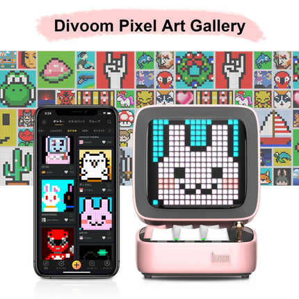 Divoom Ditoo Pixel Art LED kaasaskantav Bluetooth kõlar, 256 programmeeritavat LED-paneeli peovalgustusega, nutikas digitaalne lauakell, mängumuusikakarp, mis toetab TF-kaarti ja raadiot
