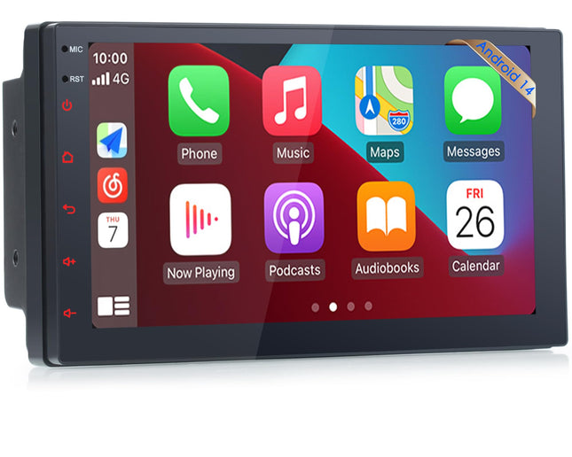 iFreGo Android 14 Apple CarPlay ekraan, Android Auto ekraan 7" GPS 2 DIN autoraadio Bluetooth 5.1 Car Play ekraan puutetundliku ekraaniga WiFi, 7 värvilise tulega, telefoni link, RDS, Type-C