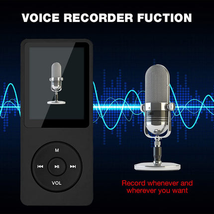 MP3/MP4 Player, Lychee Upgrade, 8 GB Digital Music Player, Portable HiFi Sound with Video/Voice Recording/FM Radio/E-Book Reader, Supports up to 64 GB (Black)
