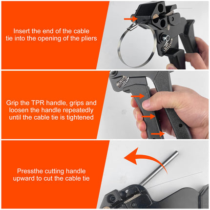 Gvolatee cable tie tool cable tie gun carbon steel, cable tie pliers with tensioning and automatic cutting function, cable tie gun cutting metal cable ties as needed